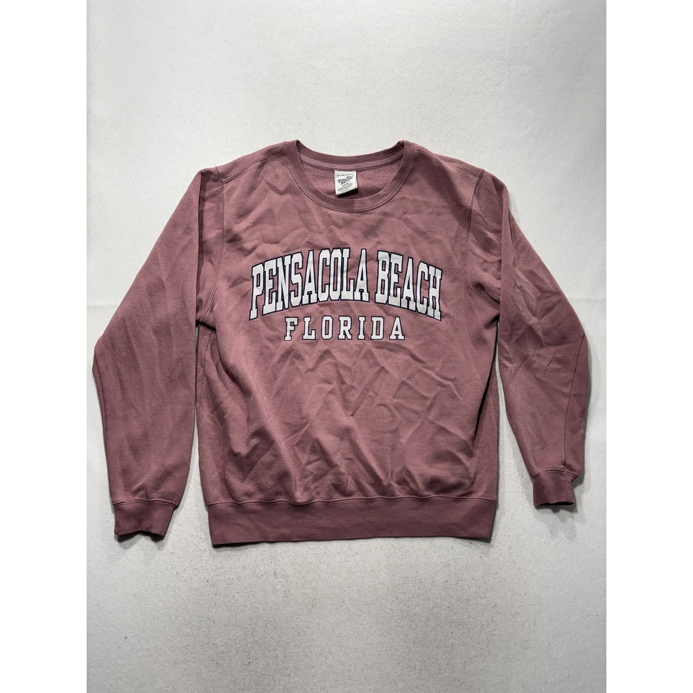 Pacific & Co Sweatshirt Mens Large Pink Fleece Pensacola Beach Florida Pullover